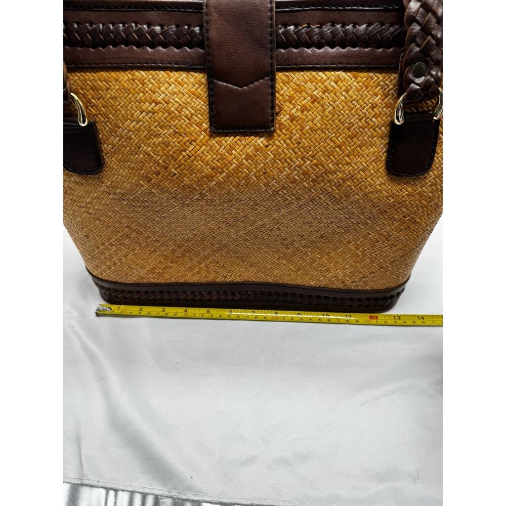 Women's Elliot Lucca Brown Straw & Leather Purse Tote Beach Resortwear Vacation - Picture 4 of 14